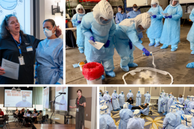 Photo collage of people participating in in-person training